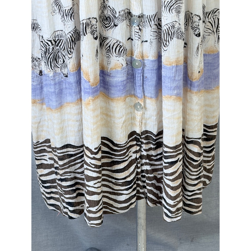 Pucci's of Palm Desert Zebra Animal Print Rayon Maxi Dress L Safari - Picture 10 of 16